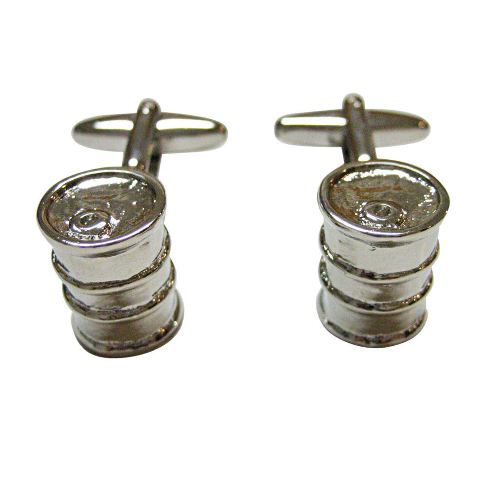 Silver Toned Drum Container Cufflinks